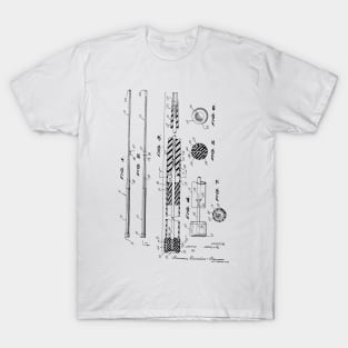 Billiard Cue Vintage Patent Hand Drawing T-Shirt